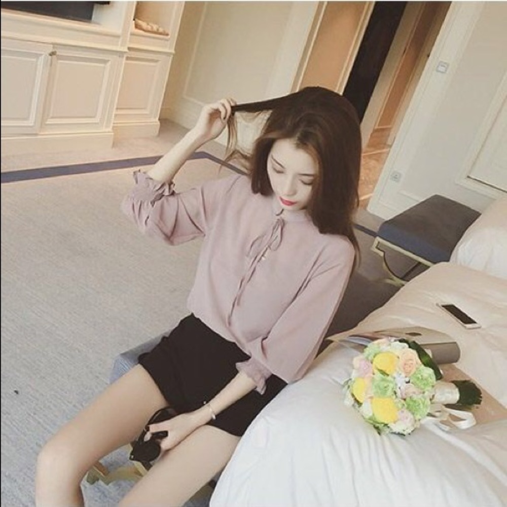 Tie-Neck Chiffon Blouse